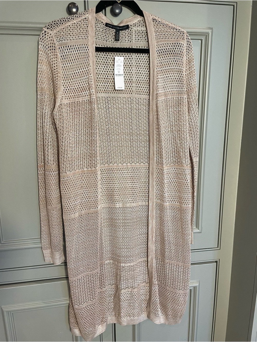 White House Black Market Luxe Pointelle Knit Layering Long Duster Cardigan Beach
